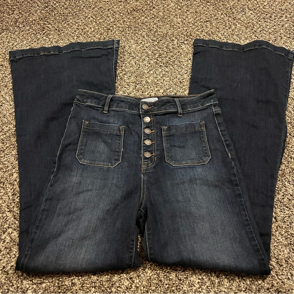 Cello Blue Flare Wide Leg Jeans